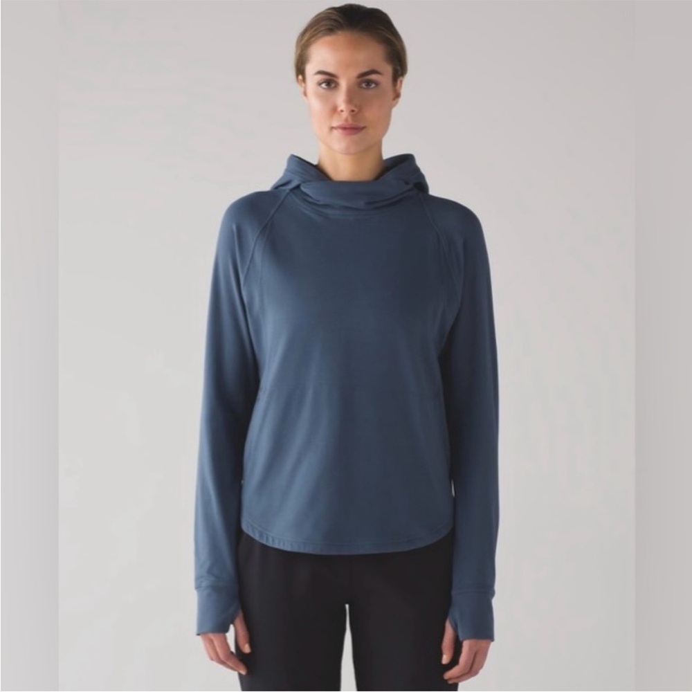 Lululemon Athleta Pick Up The Pace Long Sleeve Pullover Hoodie Blue Stre…